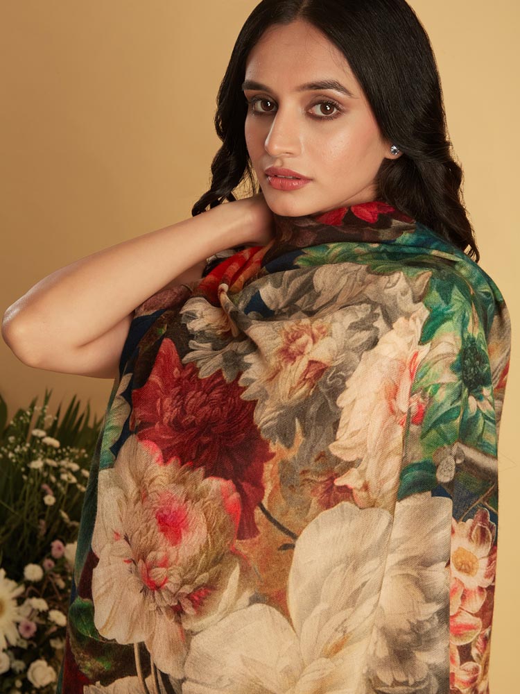 Flowers of Eden Pashmina Print Stole