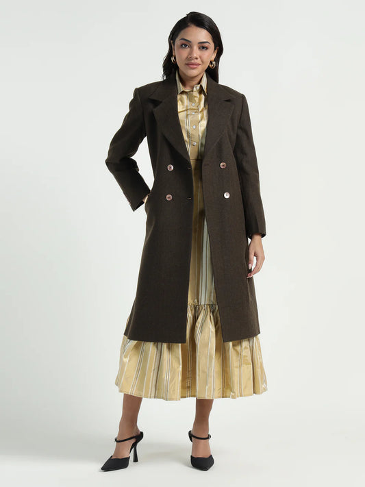 Ladakh Wool Long Coat Olive Green