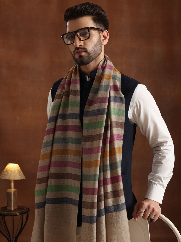 Handloom Pure Pashmina Stripes Stole