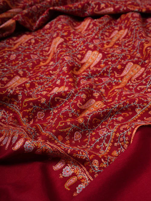 Authentic Hand-Embroidered Kashmiri Pashmina